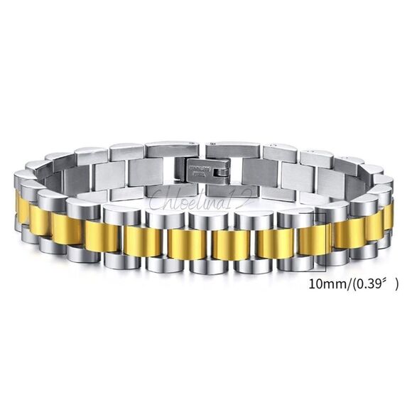 New ChunkyâGold/SilverâChainâLinkâBracelet - Picture 1 of 16